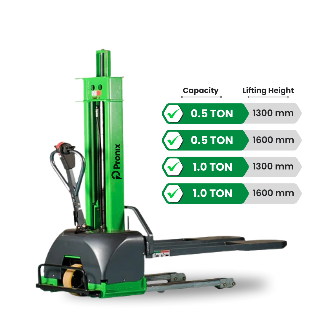 Self Loading All-in-One Stacker Fully Electric Lifting Capacity 500Kg, 1.6m Lifting Height PNXFESLS-0516 - Pronix