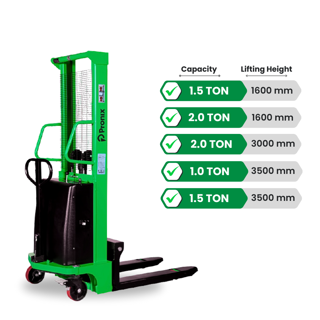 Pronix Semi Electric Stacker 1.5 Ton With 1.6m Lift Height PNXSES-1516