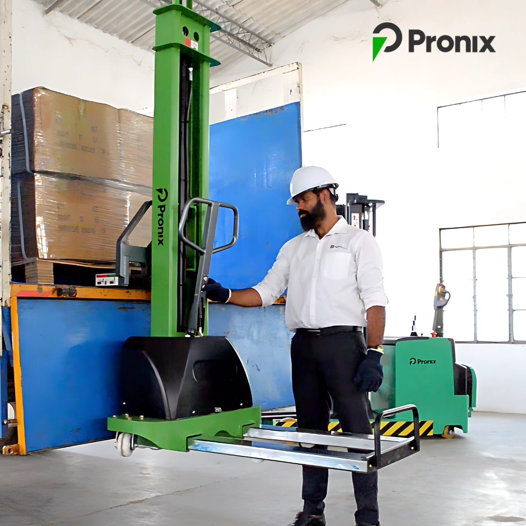 Self Loading All-in-One Stacker Semi-Electric Lifting Capacity 500Kg, 1.3m Lifting Height PNXSESLS-0513 - Pronix