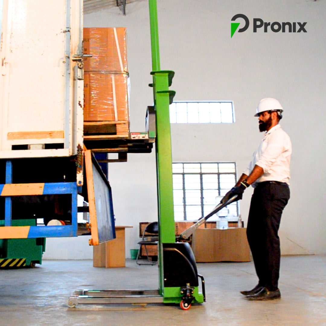 Self Loading All-in-One Stacker Fully Electric Lifting Capacity 1000Kg, 1.3m Lifting Height PNXFESLS-1013 - Pronix