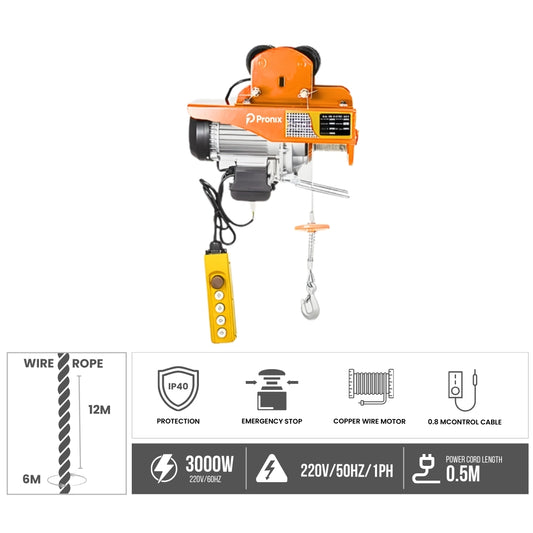Pronix Mini Electric Hoist with Trolley 1500Kg PNXMEH-1500