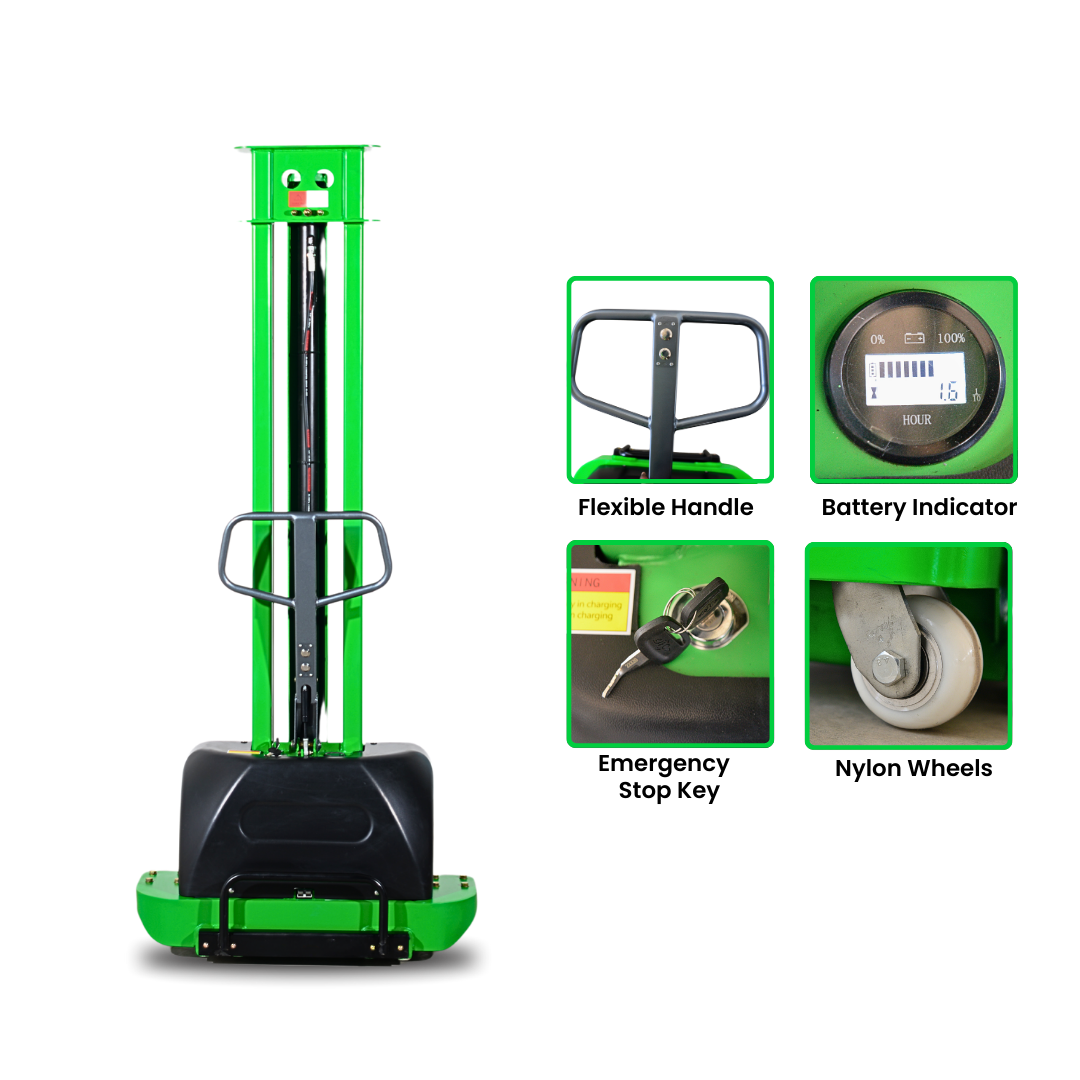 Self Loading All-in-One Stacker Semi-Electric Lifting Capacity 500Kg, 1.6m Lifting Height PNXSESLS-0516 - Pronix