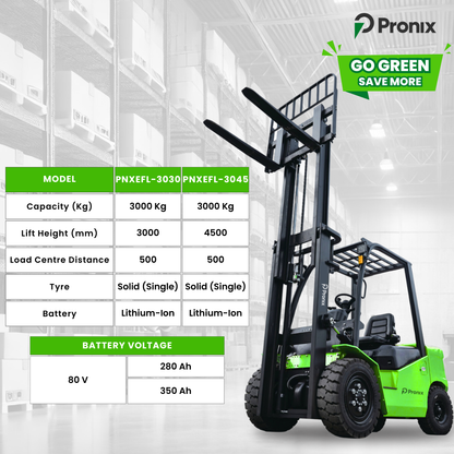 Pronix Electric Forklift 3.0Ton Capacity 4.5m Lifting Height PNXEFL3045