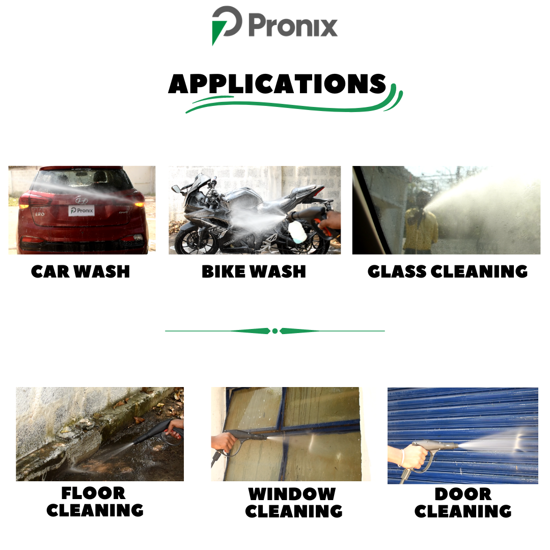 Pronix Portable Pressure Car Washer with 1 Year Warranty Less Water Usage 1800W PNX100