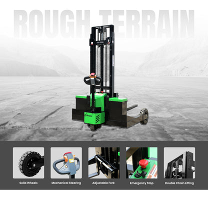 Pronix Rough Terrain Electric Stacker 1.5 Ton Capacity, 1.6m Lifting Height PNXRTES-1516